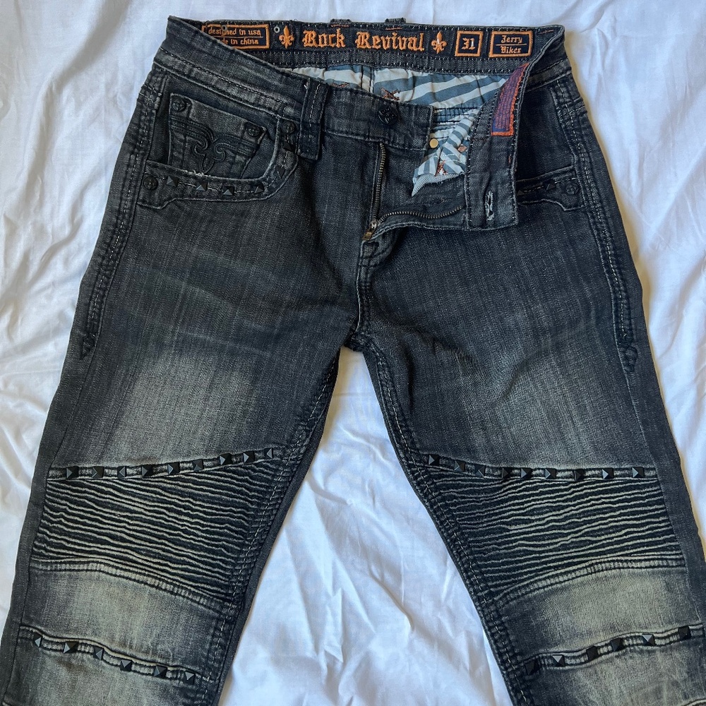 Mens rock Revival slim jeans